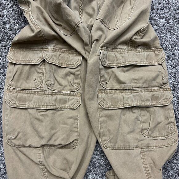 Vintage Wrangler Cargo Pants Military Baggy Fit y2k 36x32 (37x32) Beige Tan - Picture 7 of 9